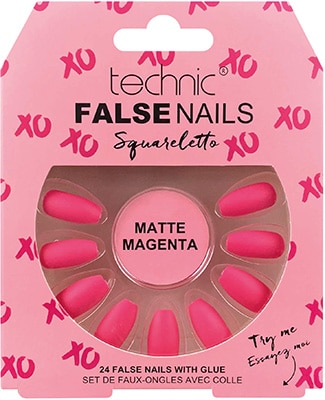 Technic False Nails - Squareletto Matte Magenta