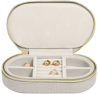 Stackers Putty Croc Oval Travel Box Stackers Putty Croc Oval Travel Box