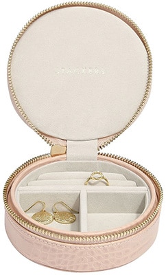 Stackers Pastel Pink Croc Round Travel Box Stackers Pastel Pink Croc Round Travel Box