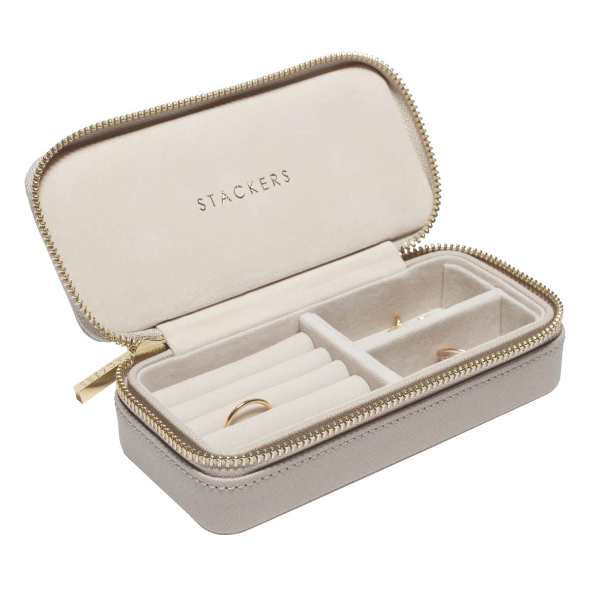 Stackers Taupe Zip Up Mid Size Travel Jewellery Box Stackers Taupe Zip Up Mid Size Travel Jewellery Box - Image 2