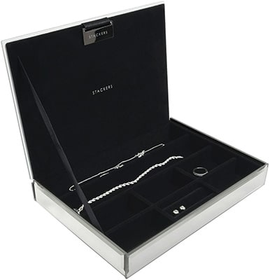 Stackers Clear Glass Ombre Graphite Lidded Section Stackers Clear Glass Ombre Graphite Lidded Section