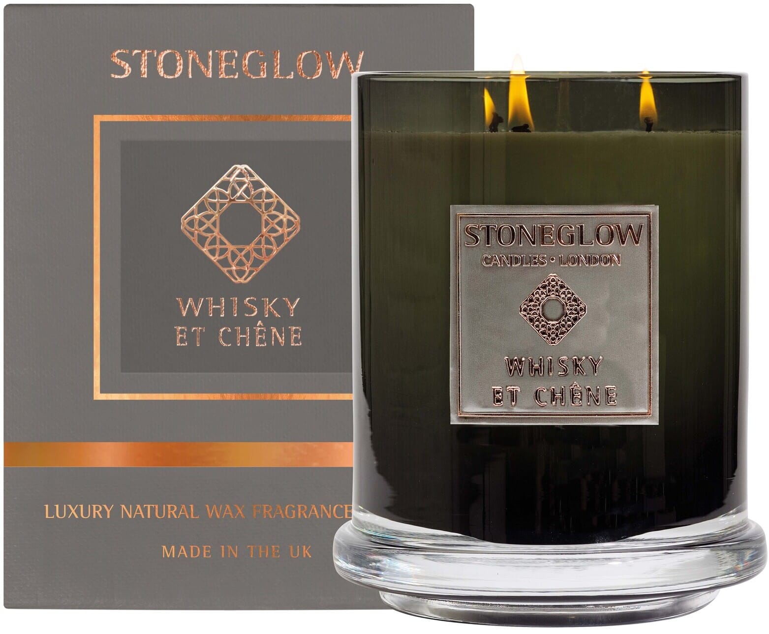 Stoneglow Metallique - Whisky et Chene - Multi Wick Candle (200hrs)