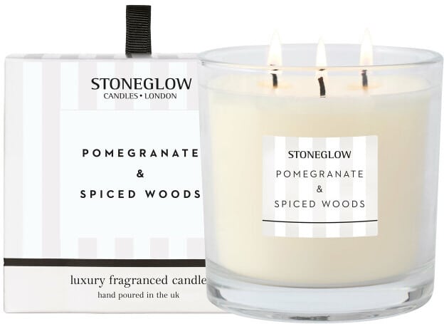 StoneGlow Modern Classics - Pomegranate & Spiced Woods - 3 Wick Candle